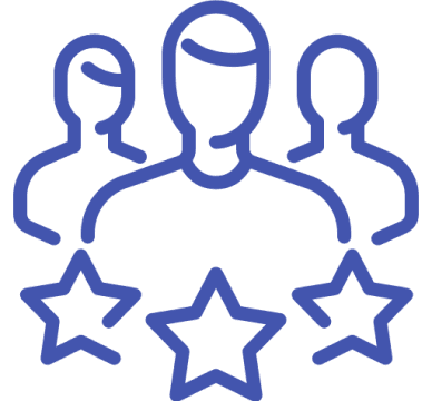 A group of people with stars in the middle.